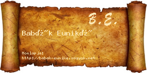 Babák Euniké névjegykártya